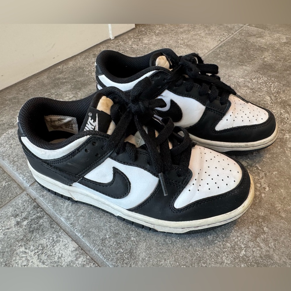 Nike BIG KIDS' DUNK LOW Black and White Sneakers CW1590100 kids 4Y